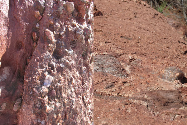 Crystaline stones embedded in boulders on Interman Trail